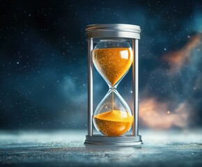 Enormous Glowing Hourglass with Stardust in Cosmic Nebula