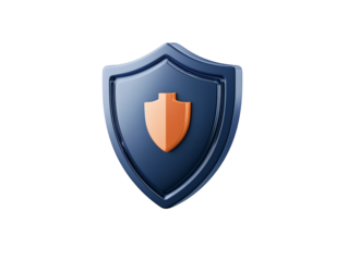 A shiny silver shield with sword emblem signifies secure heraldic protection