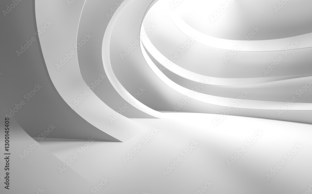 Poster Abstract White Curved Lines in a Modern Minimalist Space with Soft Lighting and Smooth Textures Enhancing the Sense of Depth and Flow in Architecture