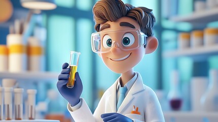 Exciting science experiment laboratory 3d animation bright environment close-up