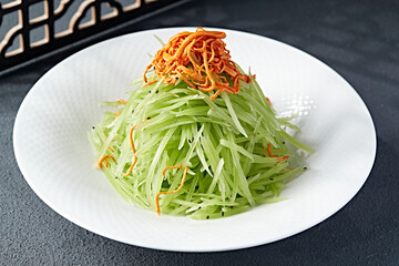 Delicious cold dish Cordyceps flower mixed with braised bamboo shoots