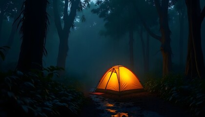 Peaceful Camping Under the Moonlit Sky