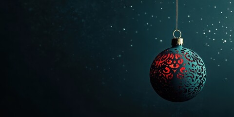 A Christmas Ornament Hanging Against a Dark Starry Background