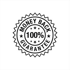 Money back 100 guarantee round back stamp, icon, vector illustration
