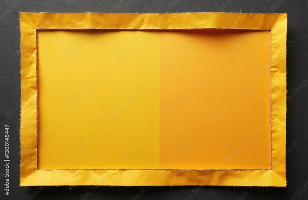 Poster craft yellow paper texture background with black border. cardboard structure shows gradient empty or