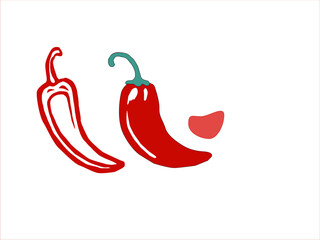 hot chili pepper. Red chili pepper hand drawn illustration. Vibrant red chili pepper illustration. Hand drawn red chili pepper. Red chili pepper doodle.