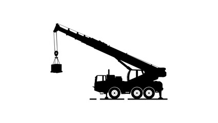 mobile lifting machine, black isolated silhouette