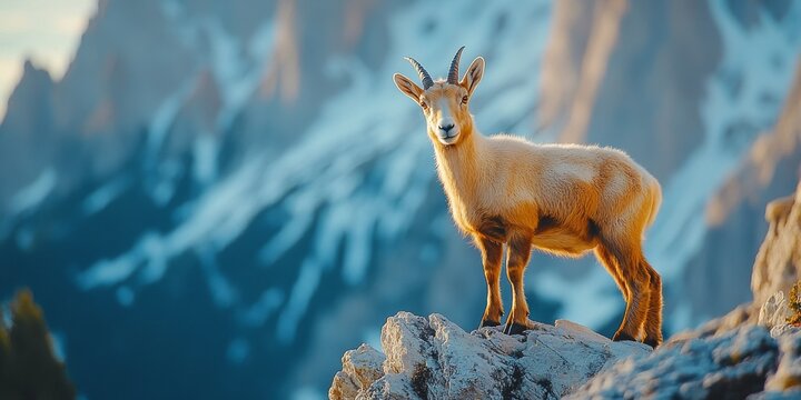 Apennine chamois standing on a rock in the italian alps