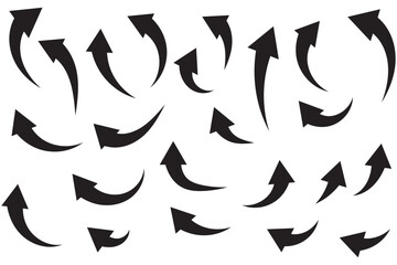 Black arrows set. Curved arrows. Arrow sign. Flat style icons.