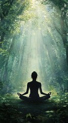 Woman Meditating in Forest