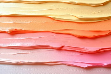 Gradient Strokes of Creamy Makeup Foundations with Pink Peach and Yellow Shades Background Pattern