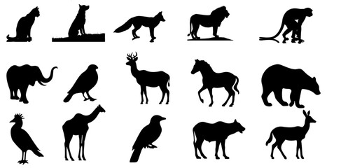 Majestic Animal Silhouettes Collection – Elegant Wildlife Vector Art.