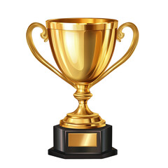 Shiny golden trophy cup isolated on transparent background