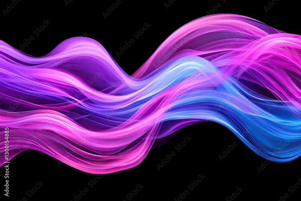 Poster a vibrant swirl of pink and blue waves against a black background, creating a dynamic and colorful v