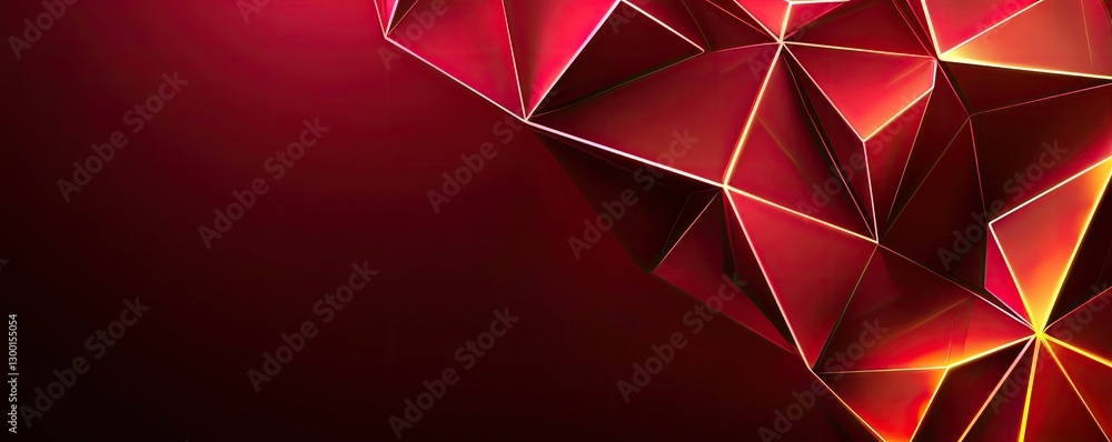Poster a vibrant abstract design featuring red and dark geometric shapes, creating a modern, tech-inspired 