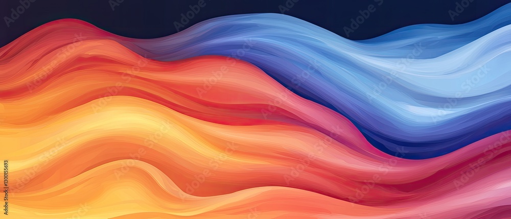 Poster a vibrant wave of warm and cool colors blends seamlessly, creating a dynamic and fluid background th