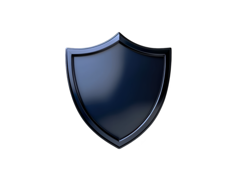 Black shield on plaid background, security and protection symbolism in tartan design