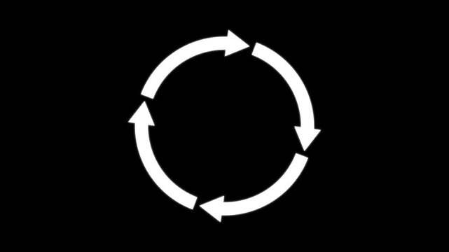Recycle symbol, four arrow circle cycle rotating. reload, rotation, reset, loop sign,