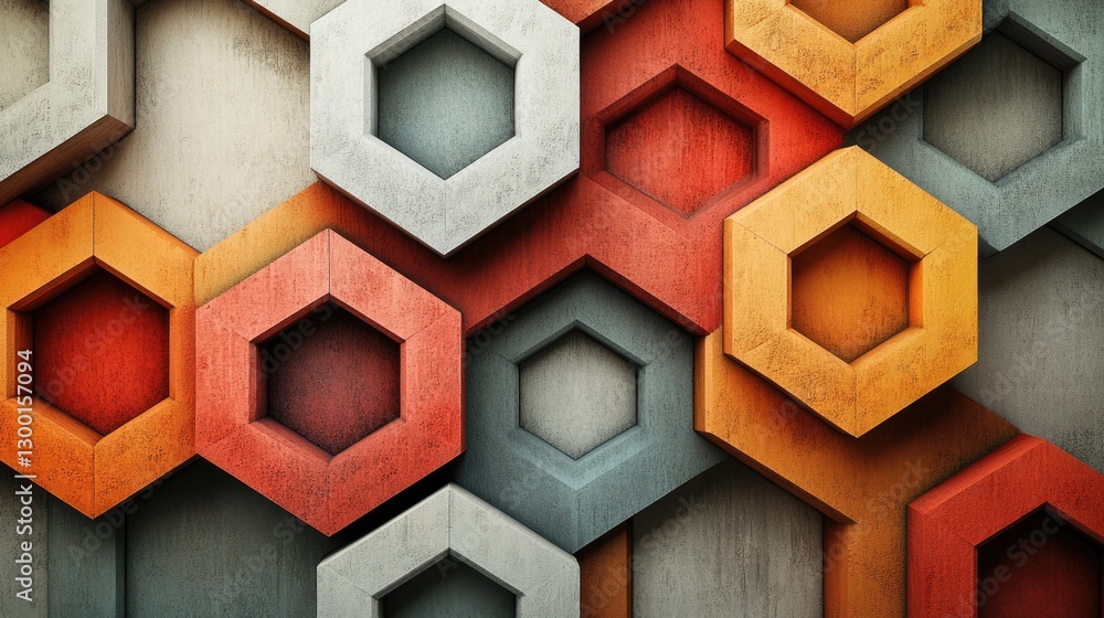 Poster dynamic hexagonal design abstract art modern space graphic artwork creative environment elevated vie