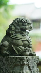The old stone sculptures located in the temple of the China
