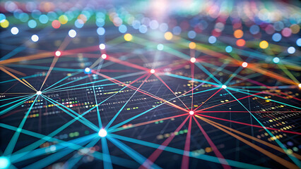 financial inclusionDigital threads interwoven in vibrant colors create abstract network