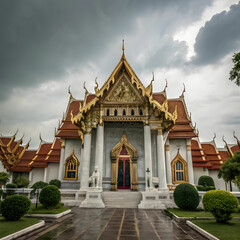 Wat Benchamabophit, also known as the Marble Temple in Bangkok, Thailand,