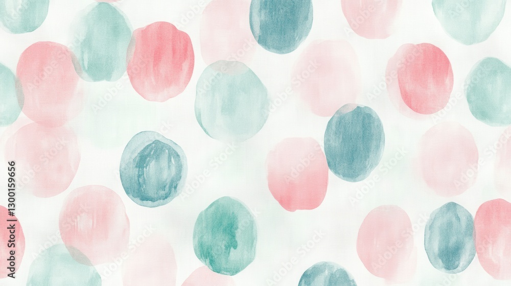 Poster Soft pencil strokes create pastel hues of circles scattered across a light background for an artistic and calming effect