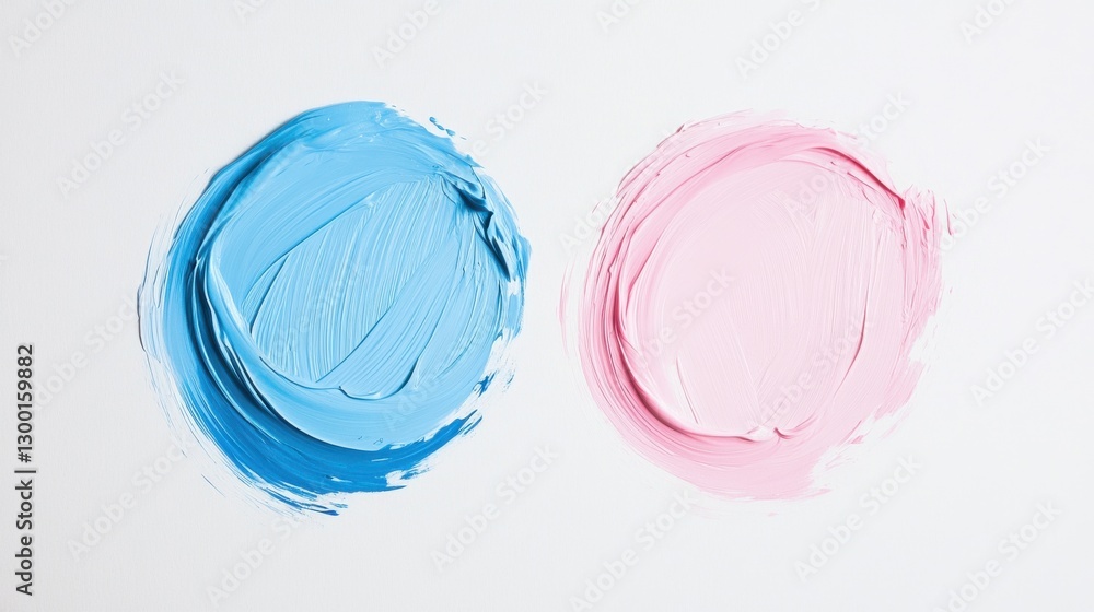 Aufkleber soft pastel blue and pink circular strokes create a calming artistic effect on a white background