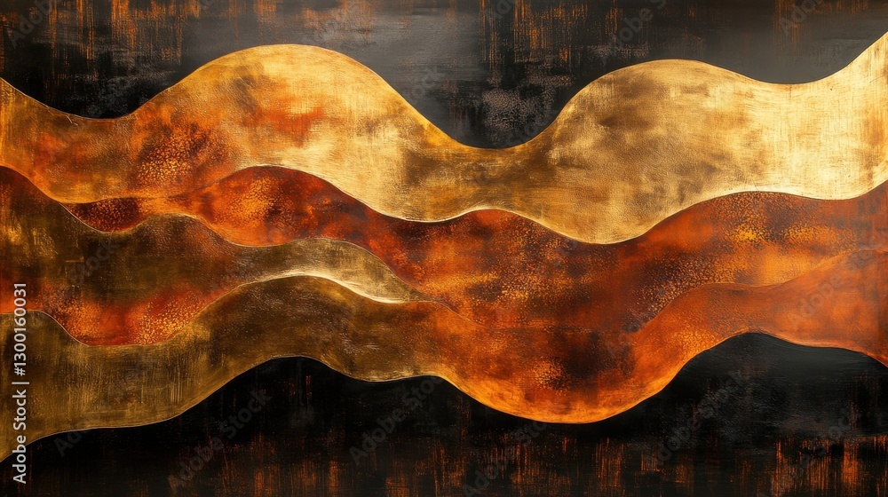 Leinwandbilder smooth flowing patterns in bronze gold create a dynamic visual experience in abstract art
