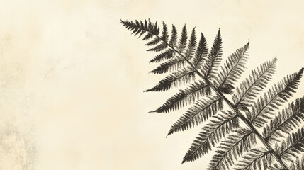 Naklejka premium A meticulously detailed fern leaf, illustrated with ultra-thin black lines, each frond carefully shaped to showcase natural symmetry