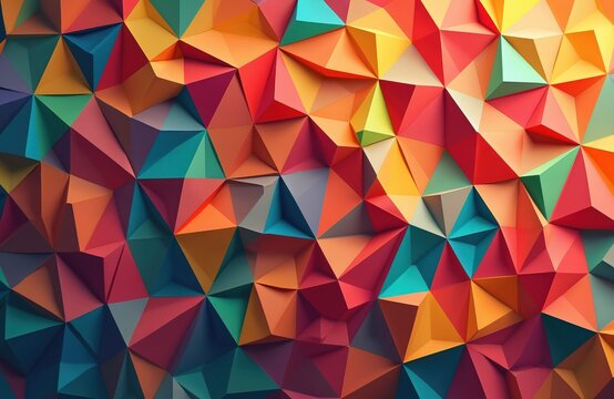 Bright abstract triangle geometry pattern. Colorful geometric cubist background with triangles, cubes. Decorative graphic illustration with simple retro style, creative decorative banner background. - Powered by Adobe