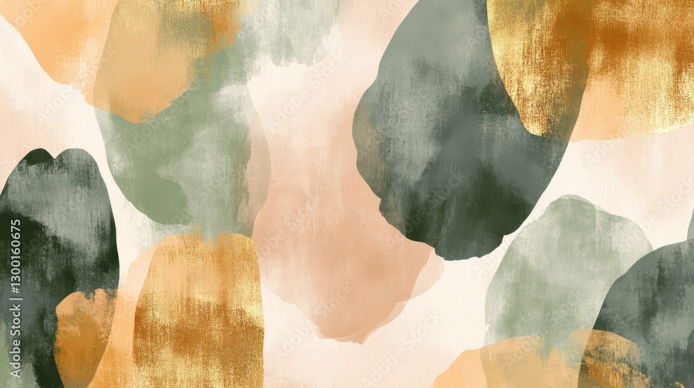 Poster irregular pencil strokes create a minimalist composition featuring soft hues and organic shapes