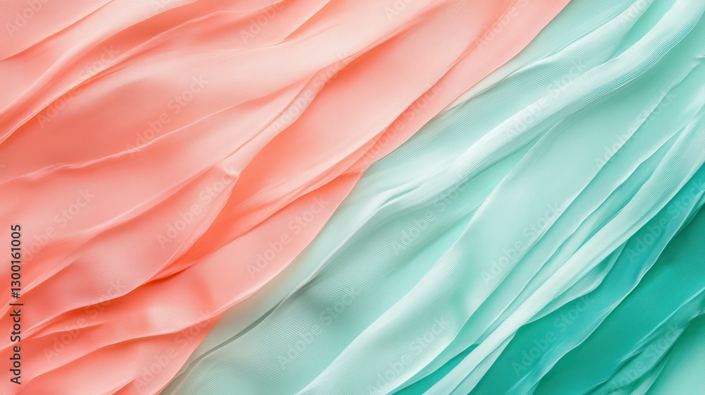 Poster Elegant gradient of soft pencil strokes showcasing delicate hues of peach and aqua flowing seamlessly in a textured design