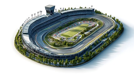 Obraz premium Aerial View of a Motorsports Racetrack and Stadium Complex