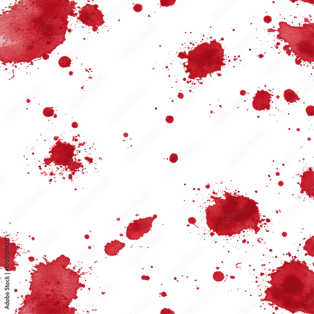 Poster abstract red paint splatters on white background creating artistic pattern