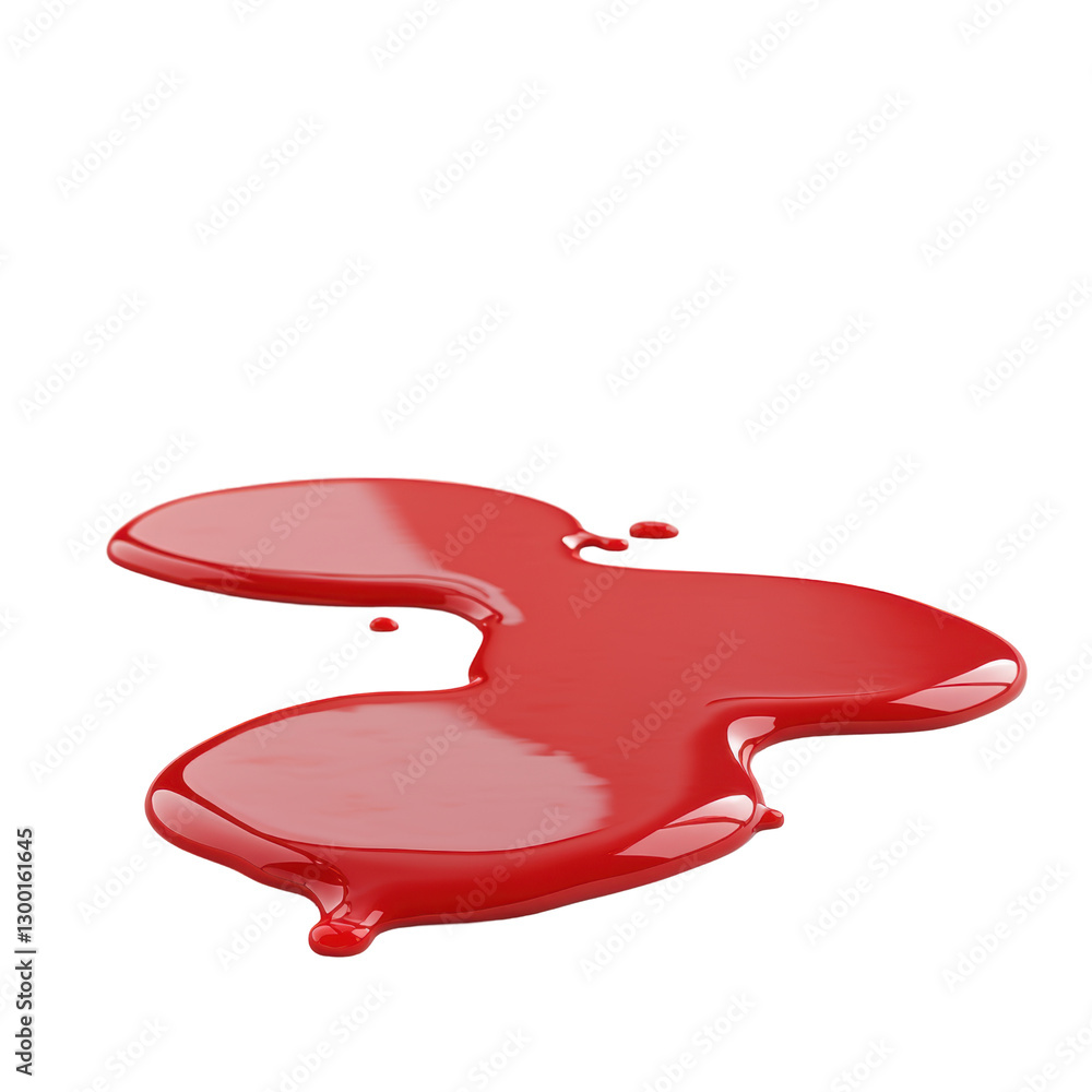 Poster red paint spill on white surface creating abstract pattern