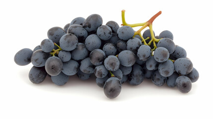 Fototapeta premium Isolated Bunch of Fresh Blue Grapes on White Background Showing Natural Texture