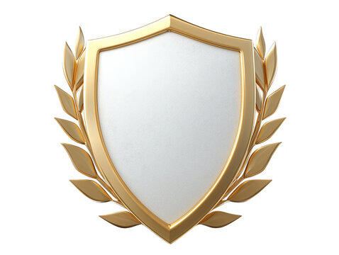 Golden shield with white inlay, a symbol of protection, security, and strength majestic