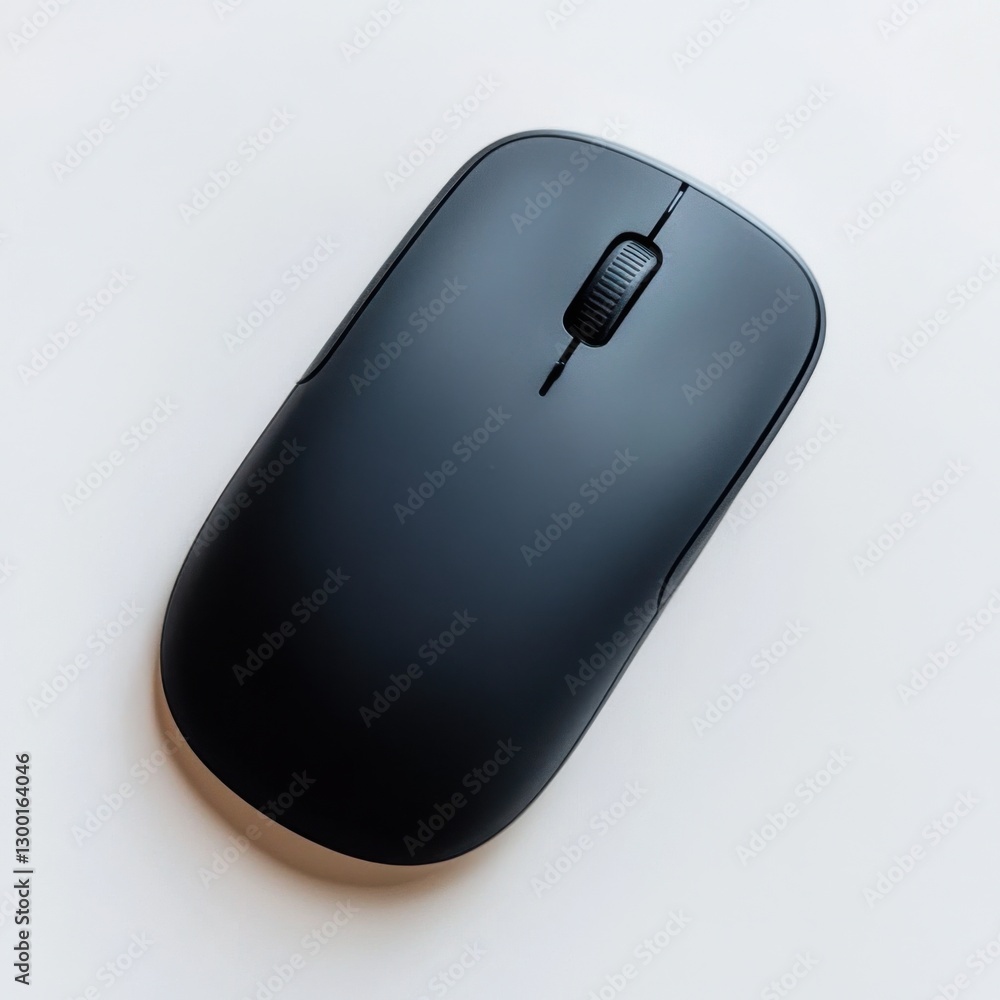 Poster sleek black wireless mouse on a white background showcasing modern design and functionality for ever