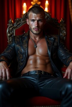 Powerful Shirtless Man on Throne &ndash; Dark Royalty 