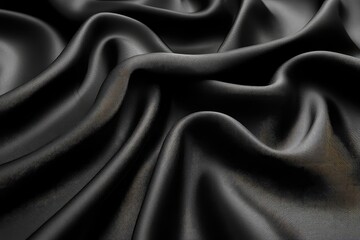 Obraz premium Elegant black satin fabric draped artistically, showcasing smooth textures and subtle sheen