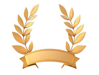 Golden laurel wreath with ribbon, a symbol of victory, achievement, and honor golden