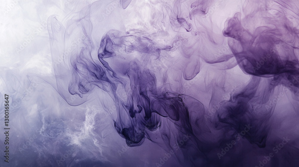 Aufkleber mysterious abstract composition with swirling smoky grays and subtle purple hues creating an etherea