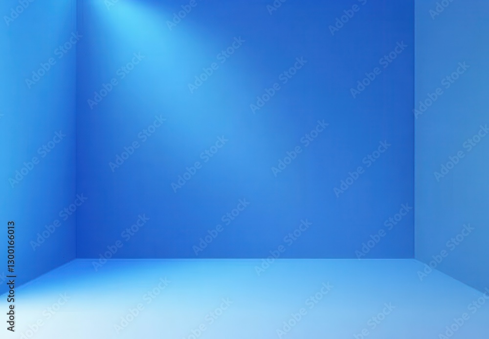 Poster bright blue minimalist room with soft lighting creating a calming atmosphere suitable for various cr