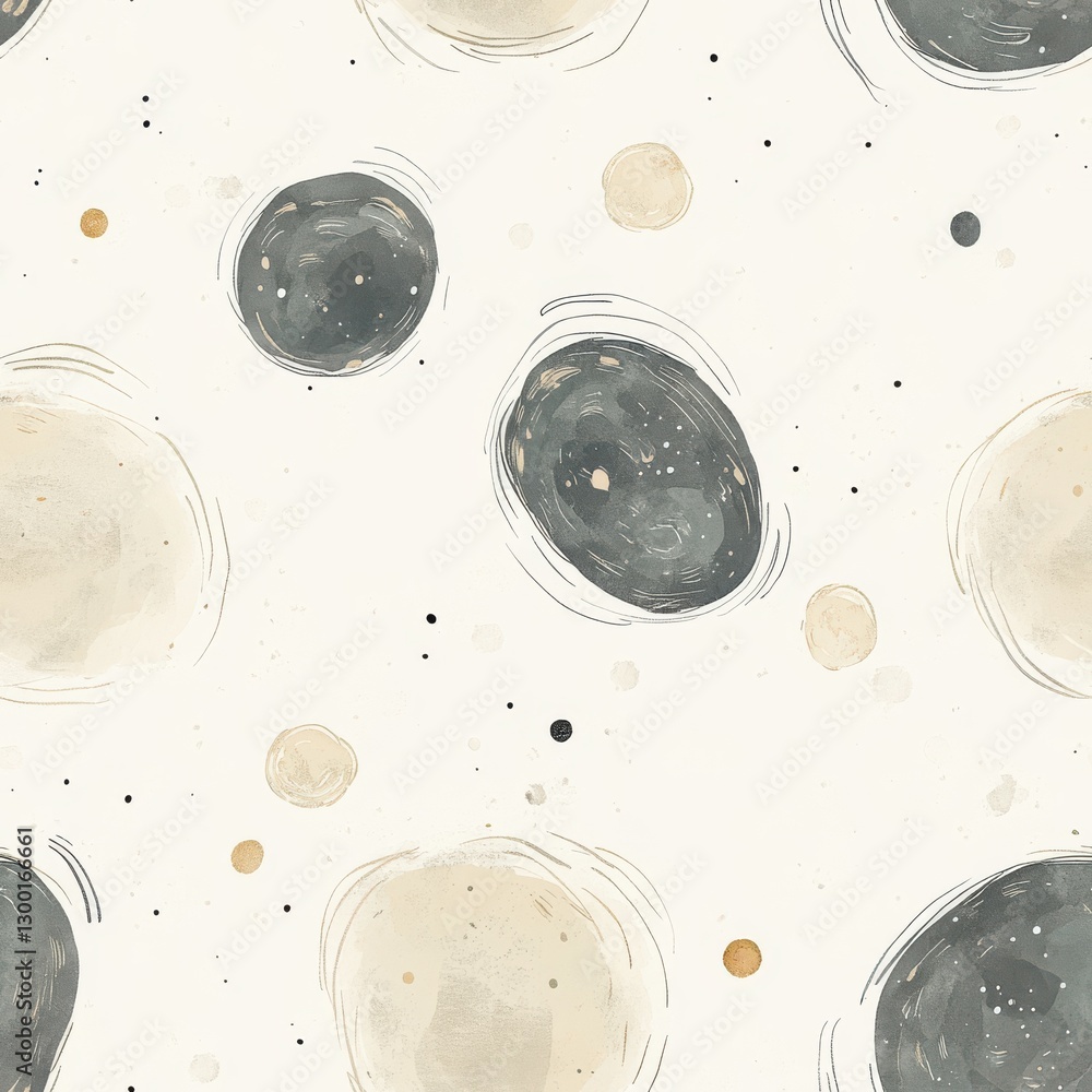 Poster gentle watercolor doodles featuring soft circular patterns in muted colors on a light background