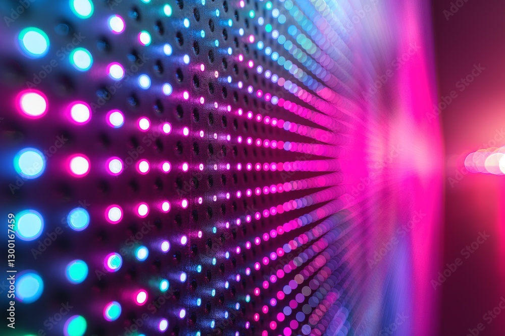 Aufkleber vibrant abstract pattern of colorful led lights in pink and blue hues creating a dynamic mood.