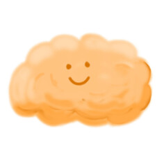 A cute, happy crayon cloud with a joyful expression, surrounded by a cheerful atmosphere, perfect for a children's design with a transparent background.

