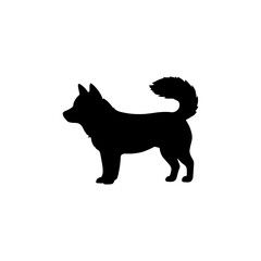 Obraz premium Silhouette of a Shiba inu Dog standing in profile against a plain background in a creative illustration style