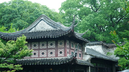 Fototapeta premium The classical Chinese garden buildings view in Suzhou of the China