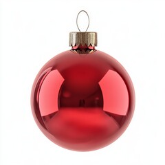 Obraz premium Red Christmas bauble, hanging, studio shot, white background, holiday decoration